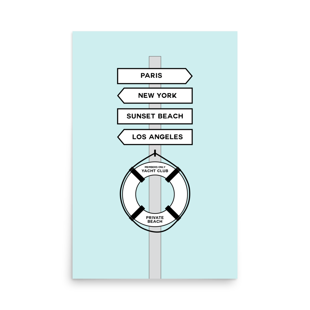 Yacht Club Beach Signs Print - THE WALL SNOB