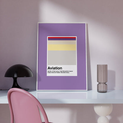 Minimalist Colour Block Aviation Cocktail Print - THE WALL SNOB