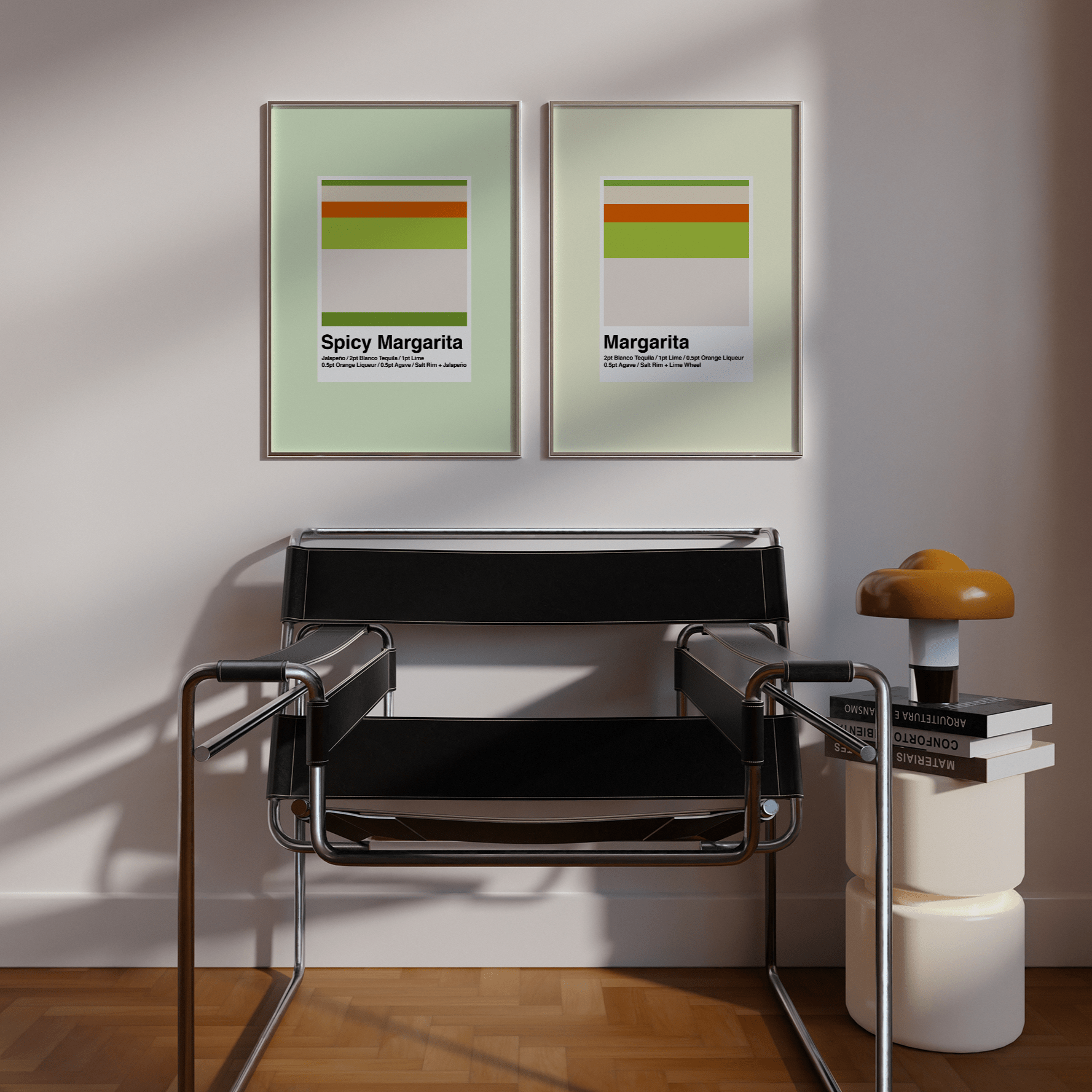 Minimalist Colour Block Margarita Cocktail Print - THE WALL SNOB