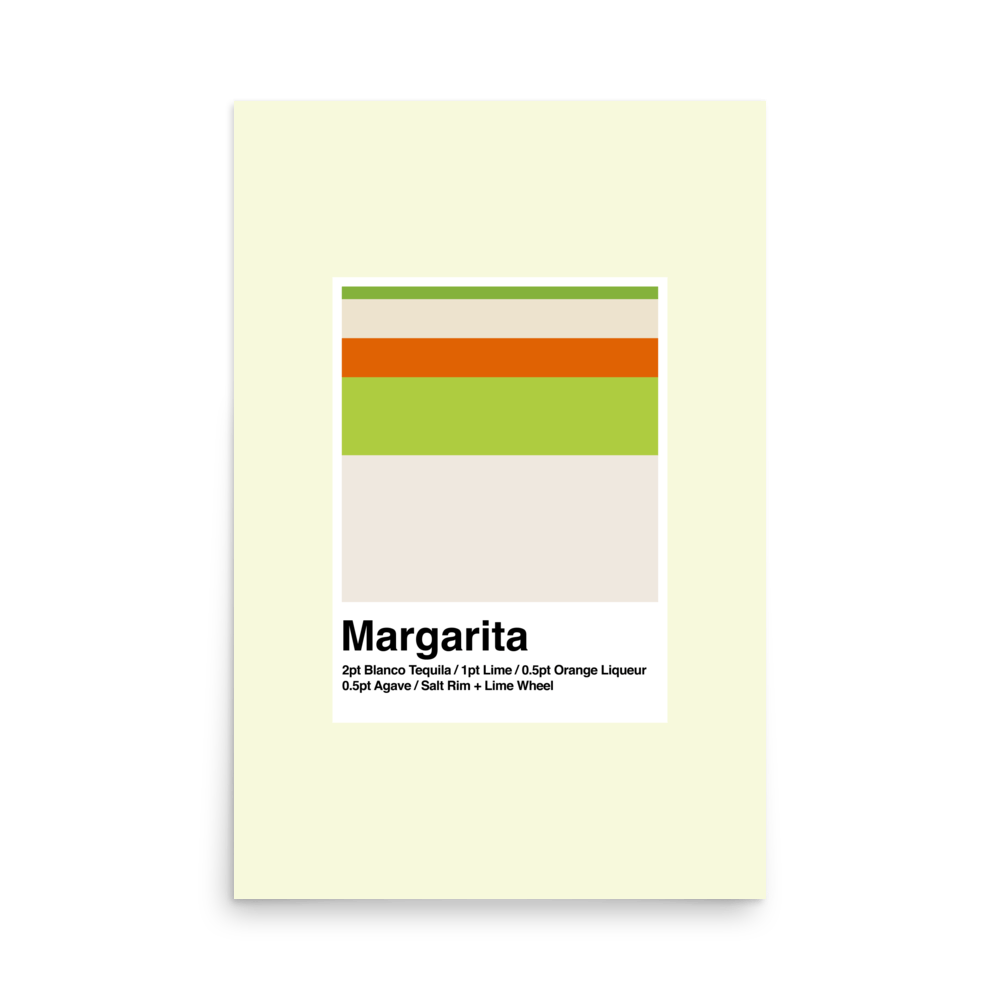 Minimalist Colour Block Margarita Cocktail Print - THE WALL SNOB