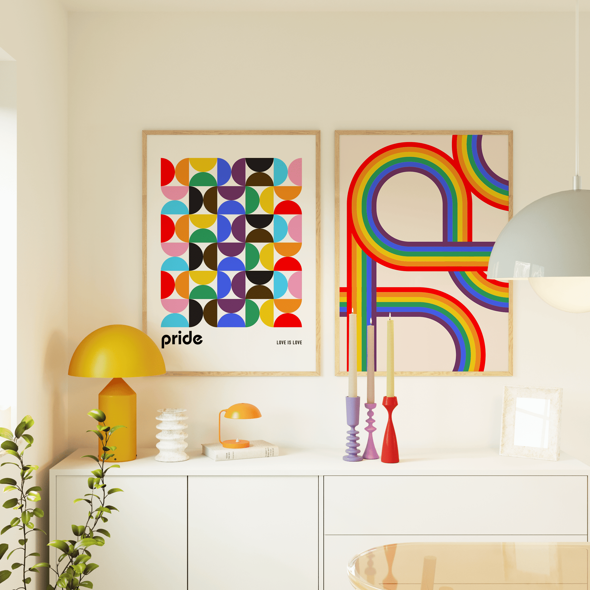 Retro Stripes Rainbow Print - THE WALL SNOB