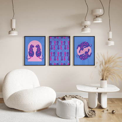 Tigress Moon Cobalt Print - THE WALL SNOB