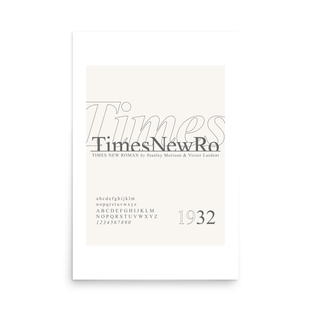 Times Type Charcoal Print - THE WALL SNOB