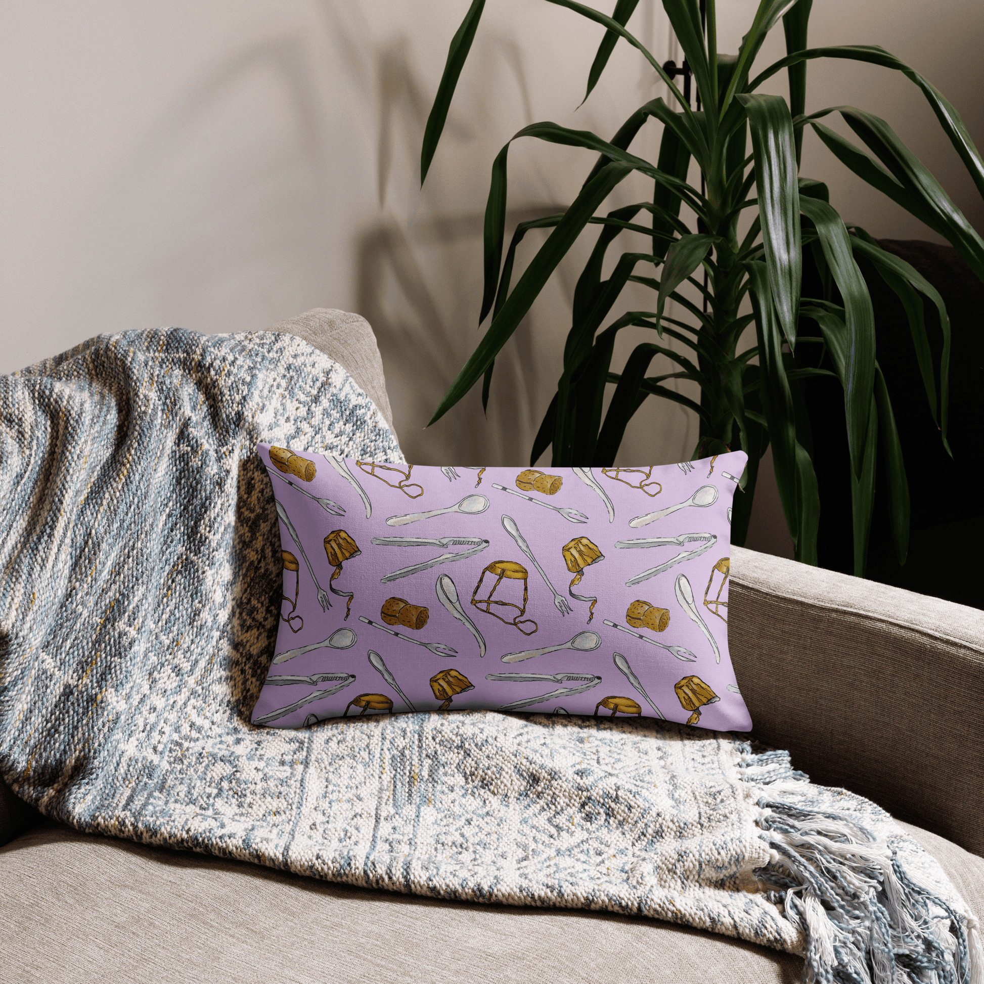 TWS x TNCB Sips + Bites Pattern Pillowcase - Lilac PREORDER - THE WALL SNOB