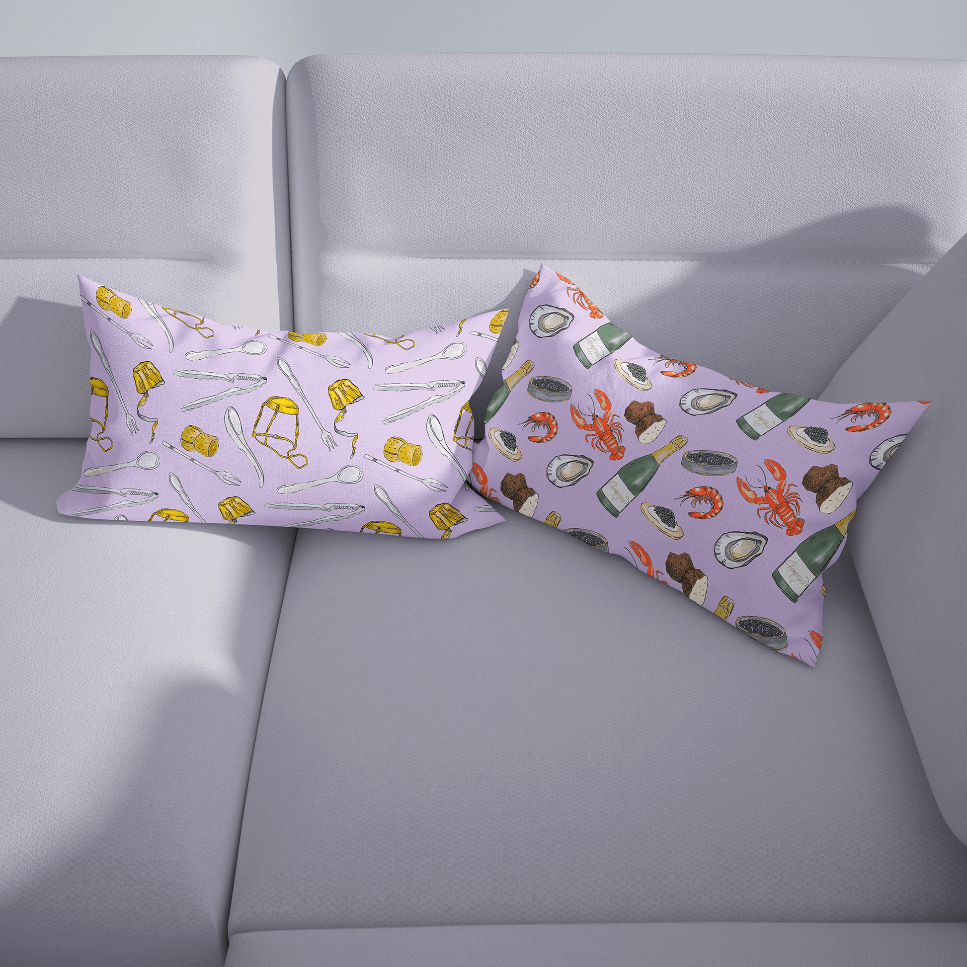 TWS x TNCB Sips + Bites Pattern Pillowcase - Lilac PREORDER - THE WALL SNOB