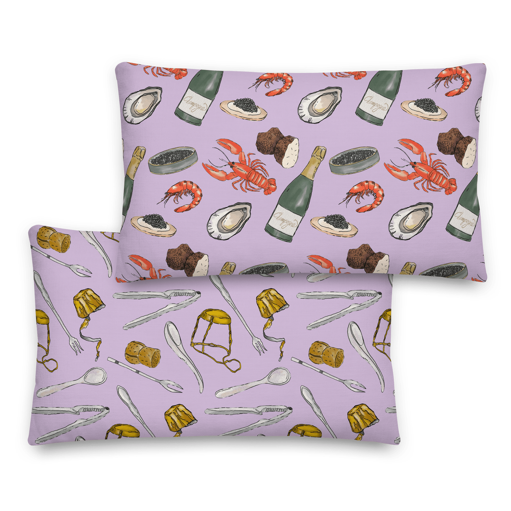 TWS x TNCB Sips + Bites Pattern Pillowcase - Lilac PREORDER - THE WALL SNOB