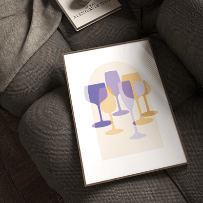 Wine Glass Abstract Lilac Sunset Print - THE WALL SNOB