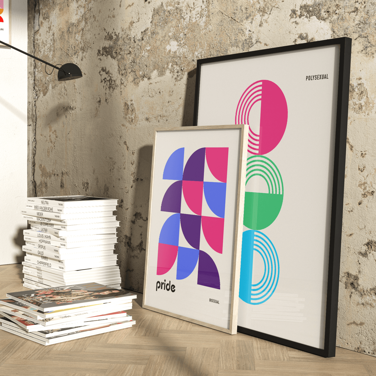 Bauhaus Bisexual Pride Shapes Print - THE WALL SNOB
