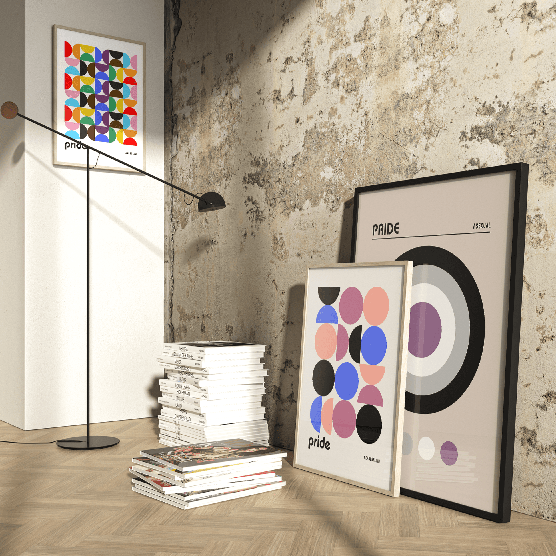 Bauhaus Genderfluid Pride Shapes Print - THE WALL SNOB