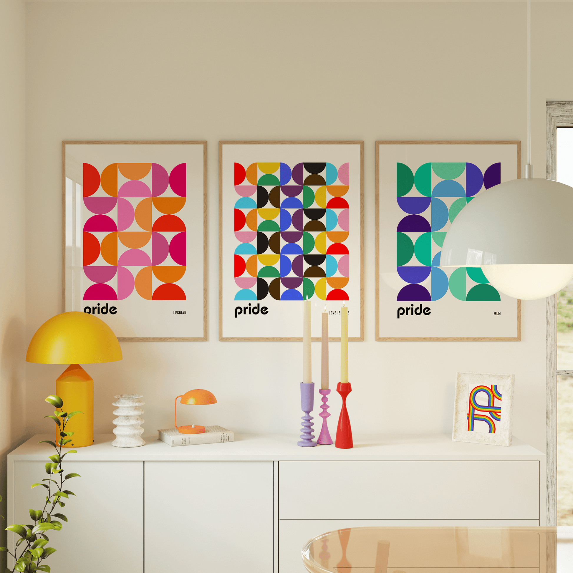 Bauhaus Rainbow Pride Shapes Print - THE WALL SNOB