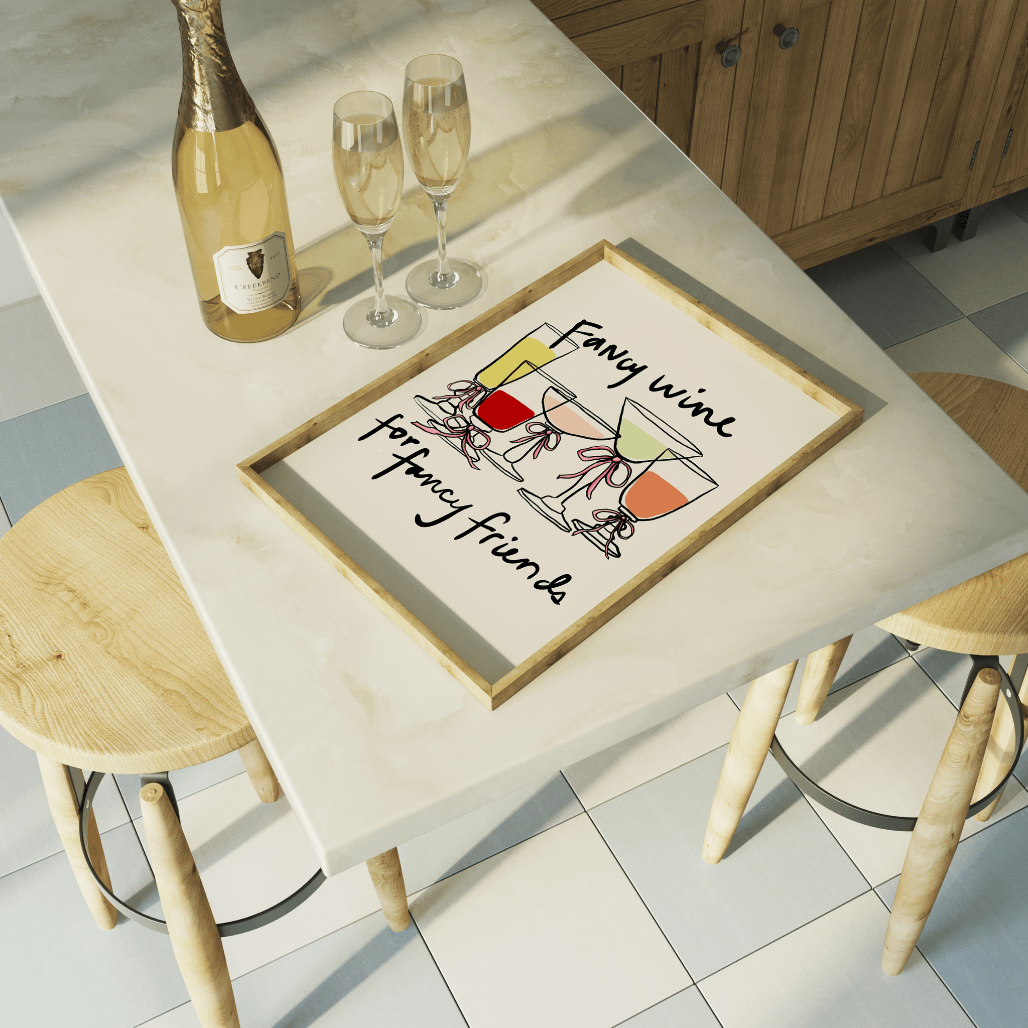 Fancy Wine For Fancy Friends Print | Girly Bar Cart Decor – THE WALL SNOB