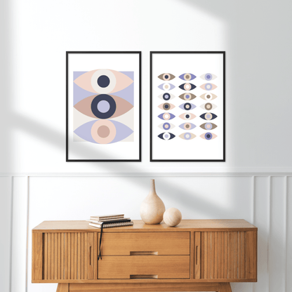 Framed Set of 2 Abstract Eyes 001 Prints - THE WALL SNOB