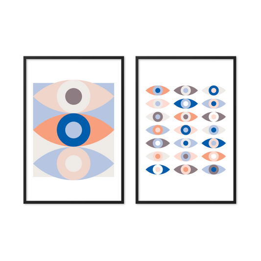 Framed Set of 2 Abstract Eyes 002 Prints - THE WALL SNOB