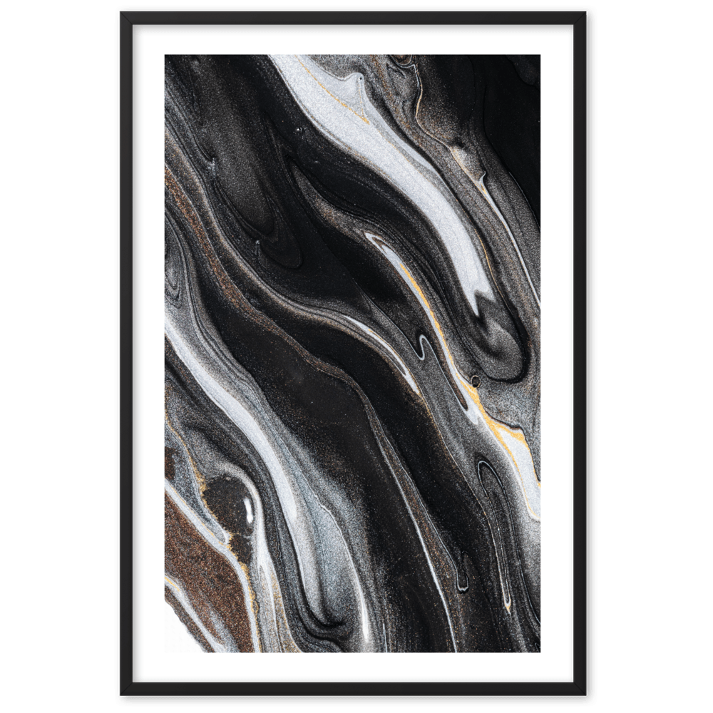Framed Set of 2 Onyx Abstract Prints - THE WALL SNOB