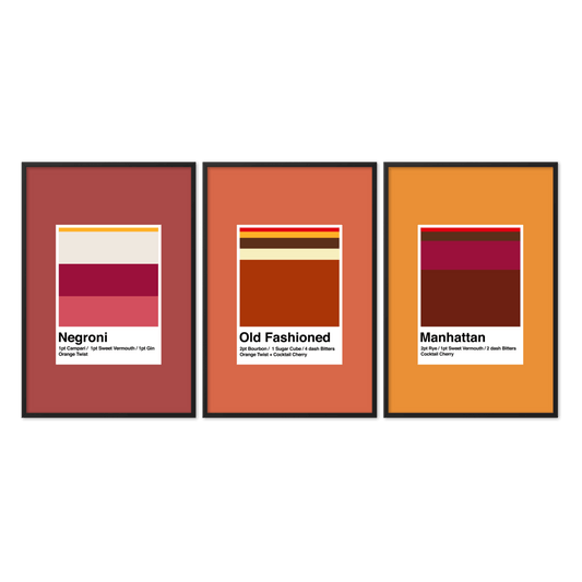 Framed Set of 3 Minimalist Classic Cocktails - THE WALL SNOB