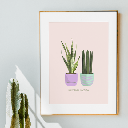 Happy Plants Happy Life, Poster - THE WALL SNOB
