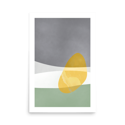 Japandi Abstract Daffodil Yellow Print - THE WALL SNOB