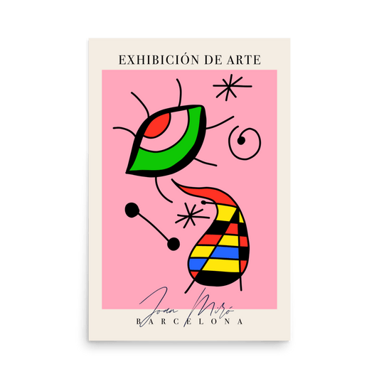 Joan Miró Exhibition Pink Print - THE WALL SNOB