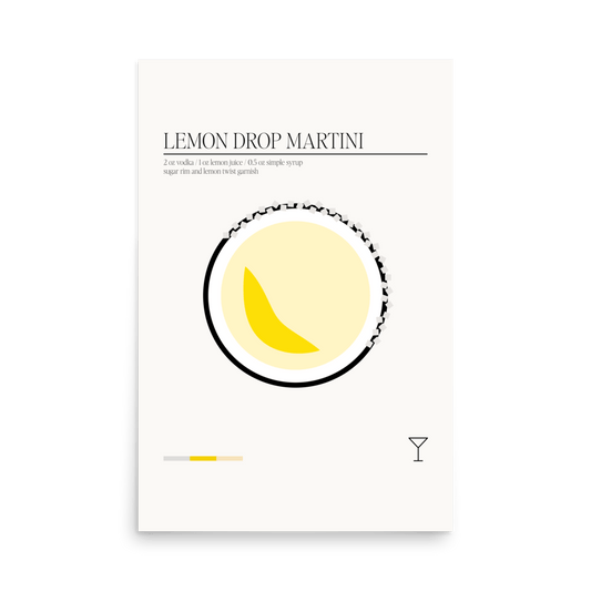 Minimal Lemon Drop Martini Print - THE WALL SNOB