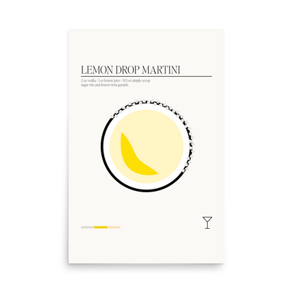 Minimal Lemon Drop Martini Print - THE WALL SNOB