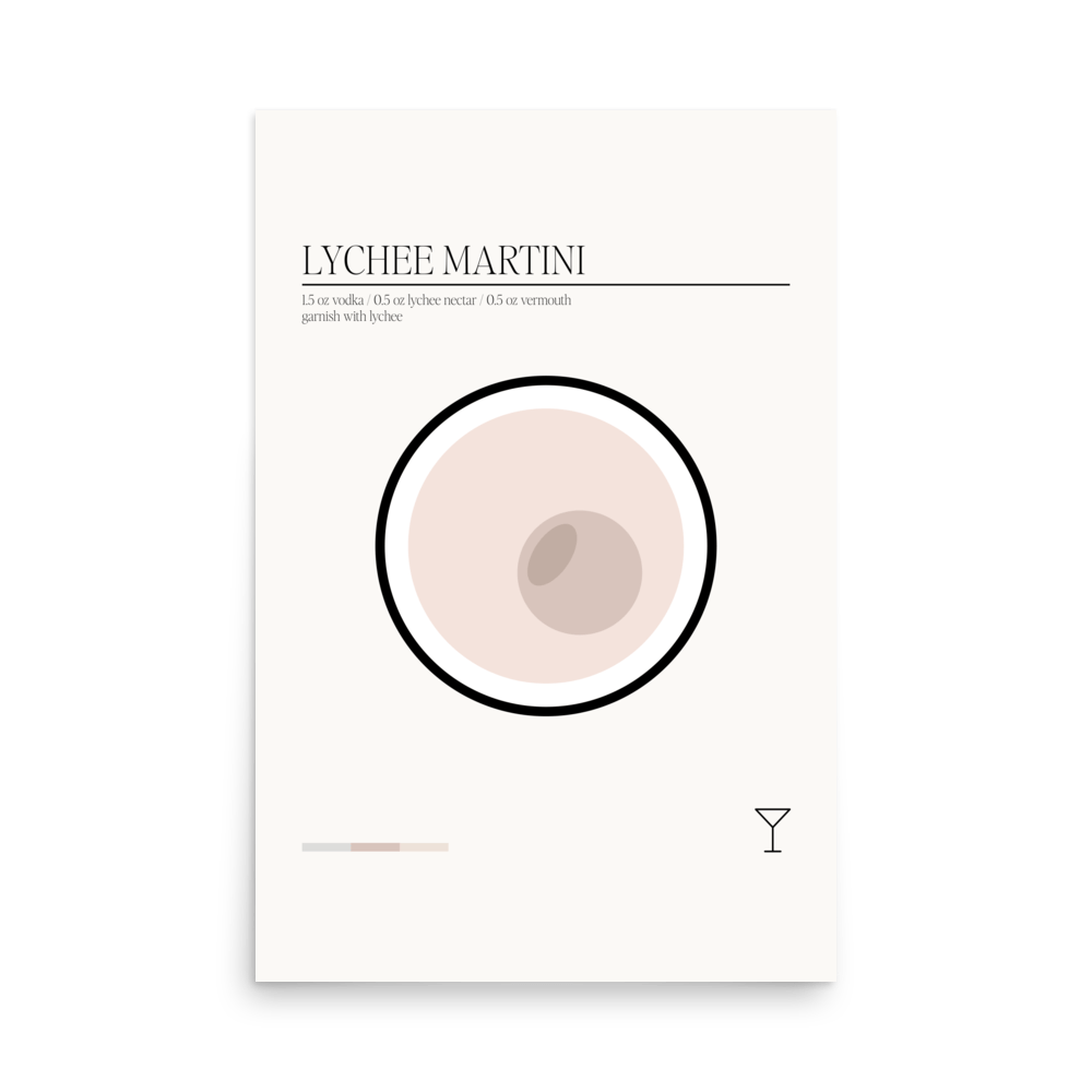 Minimal Lychee Martini Print - THE WALL SNOB