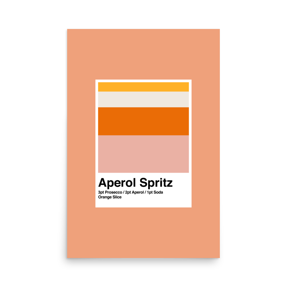 Minimalist Aperol Spritz Cocktail Print - THE WALL SNOB