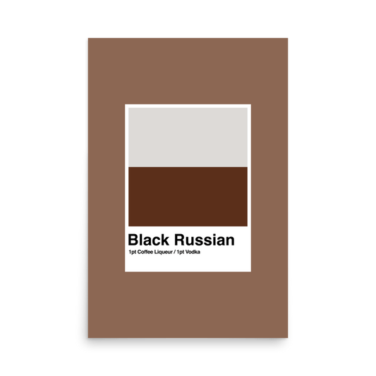 Minimalist Black Russian Cocktail Print - THE WALL SNOB