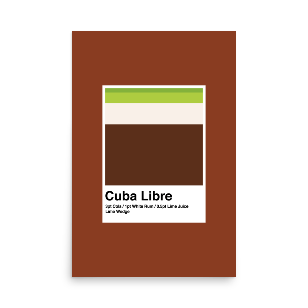 Minimalist Cuba Libre Cocktail Print - THE WALL SNOB