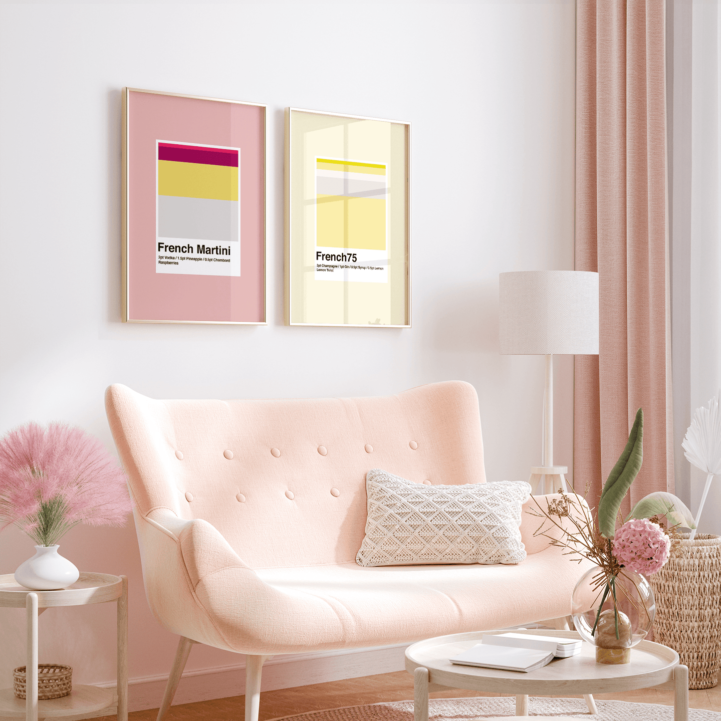 Minimalist French 75 Champagne Cocktail, Poster - THE WALL SNOB