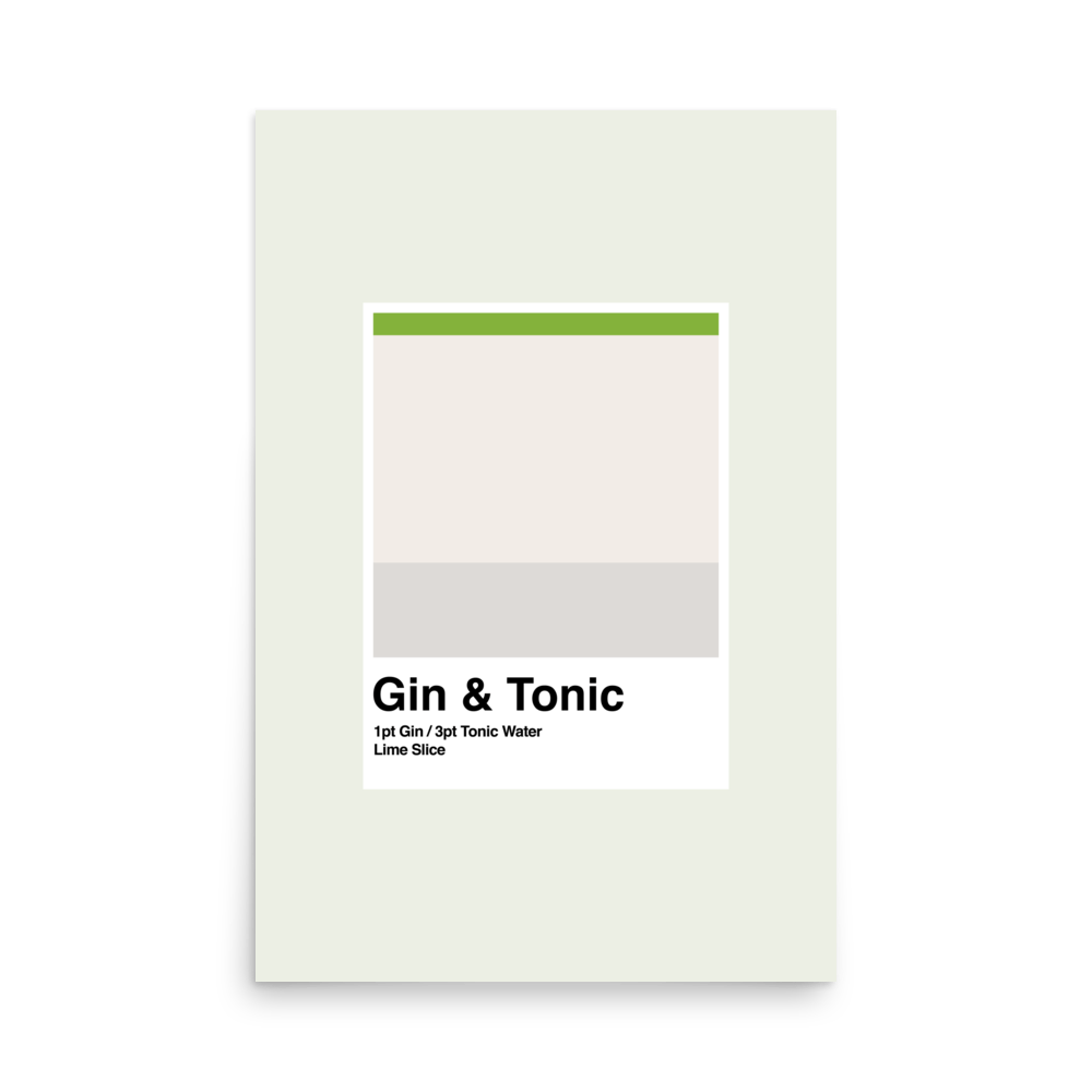 Minimalist Gin & Tonic Cocktail Print - THE WALL SNOB