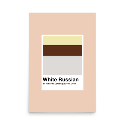 Minimalist White Russian Cocktail Print - THE WALL SNOB