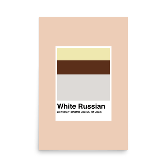 Minimalist White Russian Cocktail Print - THE WALL SNOB