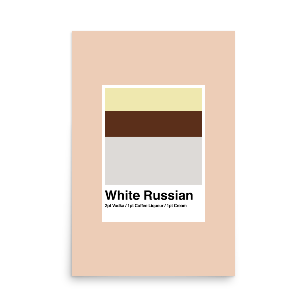 Minimalist White Russian Cocktail Print - THE WALL SNOB