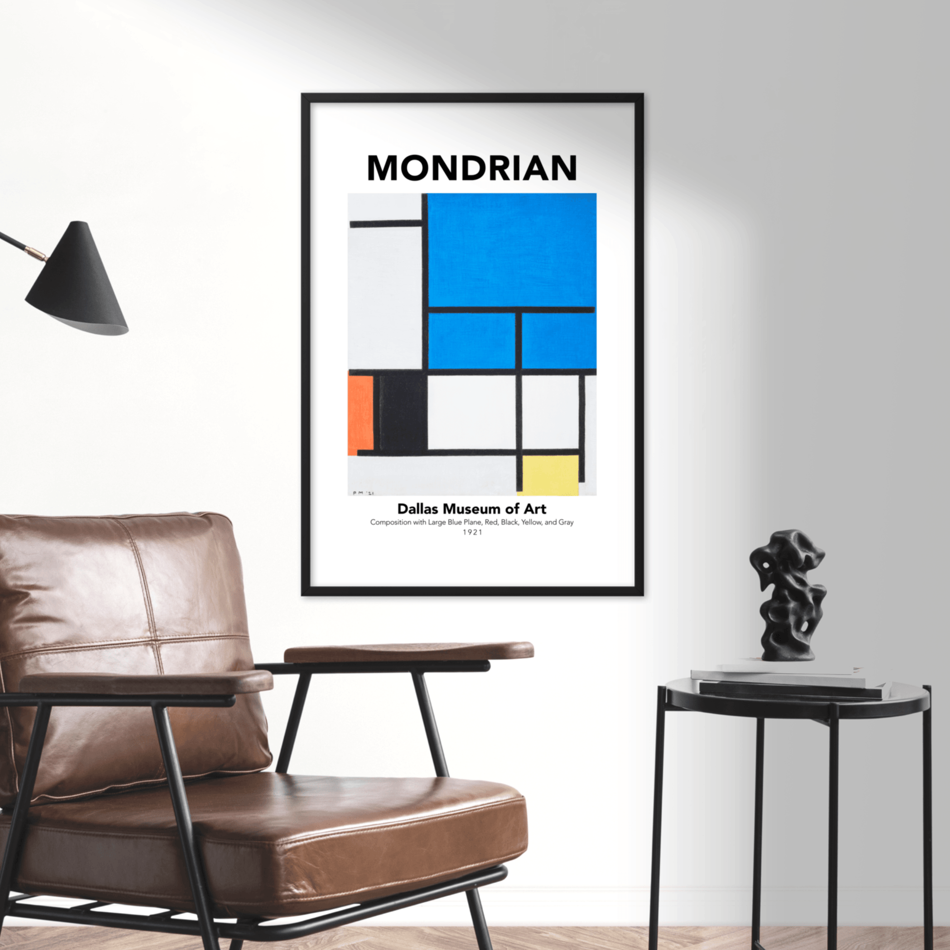 Mondrian Composition Large Blue Plane, Poster - THE WALL SNOB