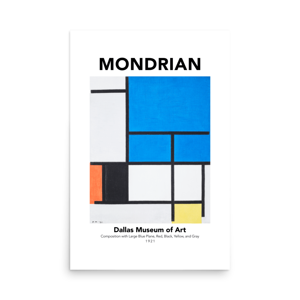 Mondrian Composition Large Blue Plane Print - THE WALL SNOB