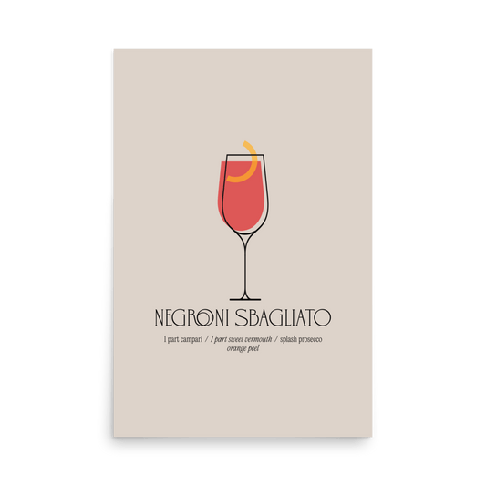 Negroni Sbagliato Cocktail Print - THE WALL SNOB