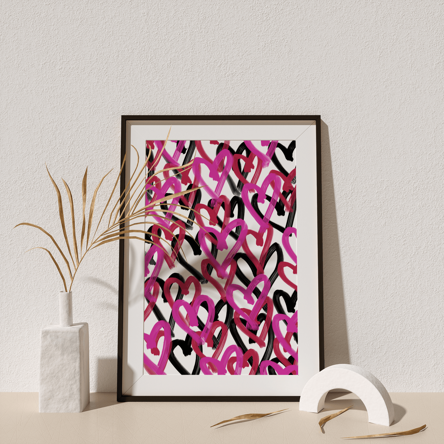 Painted Magenta Hearts, Poster - THE WALL SNOB