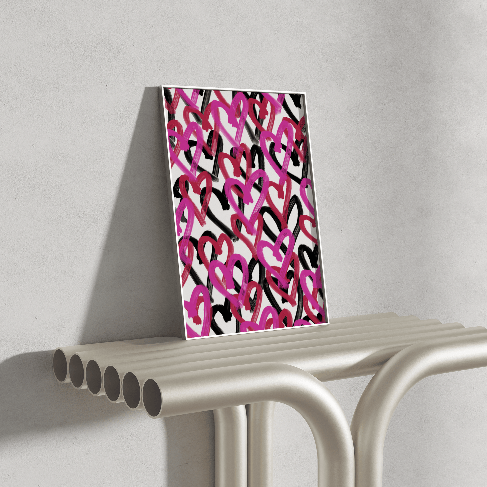 Painted Magenta Hearts, Poster - THE WALL SNOB