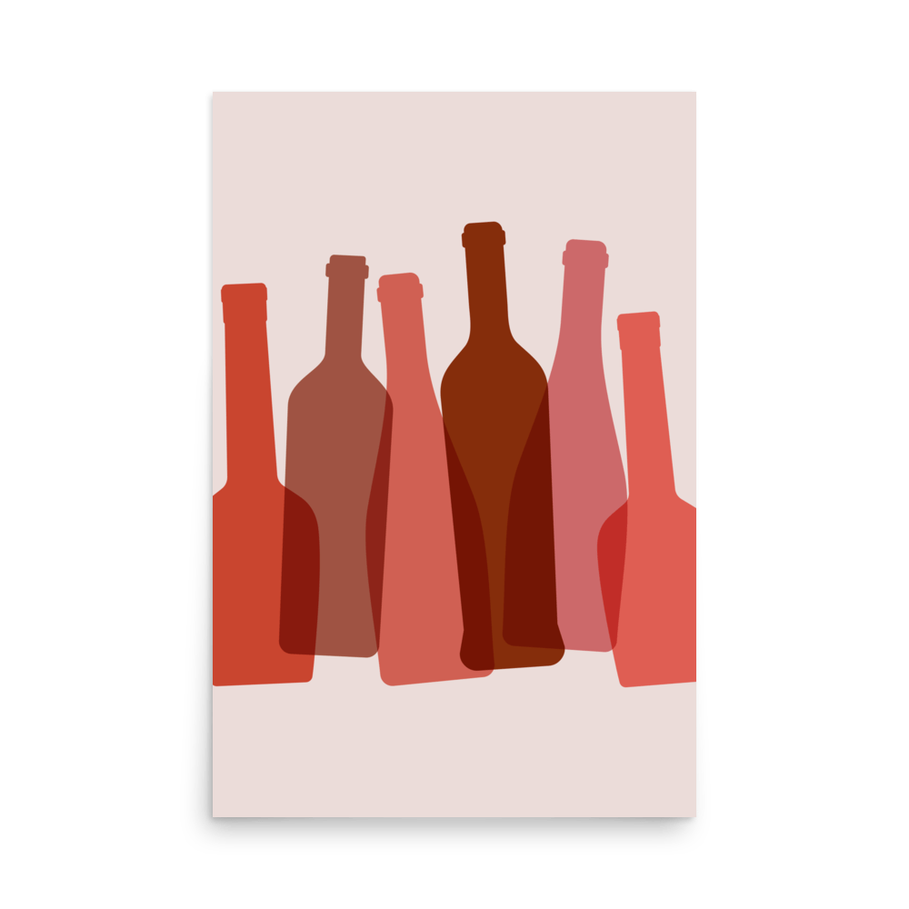 Red Wine Silhouettes Print - THE WALL SNOB