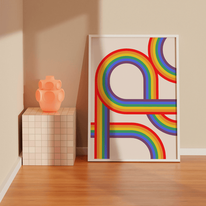 Retro Stripes Rainbow, Poster - THE WALL SNOB