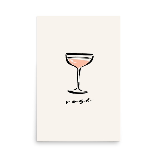 Rosé Wine Sketch Print - THE WALL SNOB