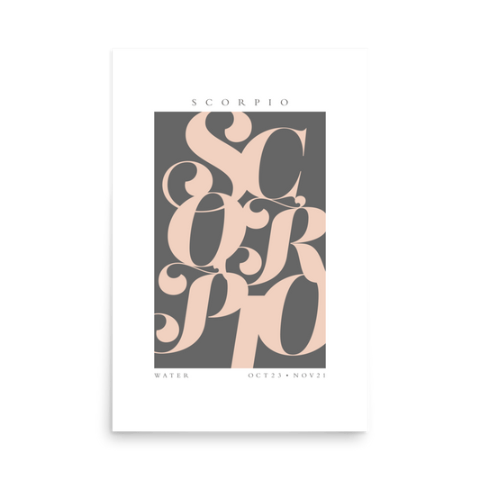 Scorpio Flourish Print - THE WALL SNOB