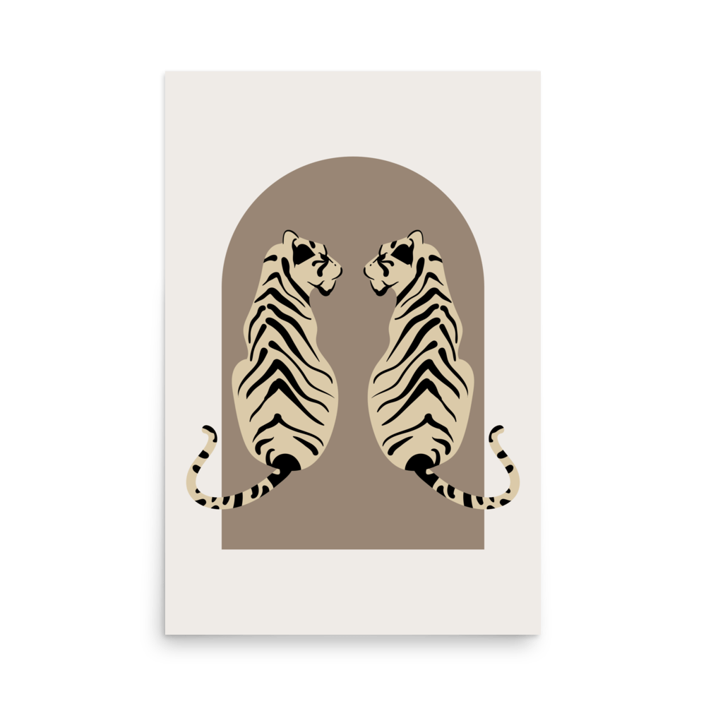 Tigress Arch Neutral Poster | Trendy Tiger Wall Print Decor – THE WALL SNOB