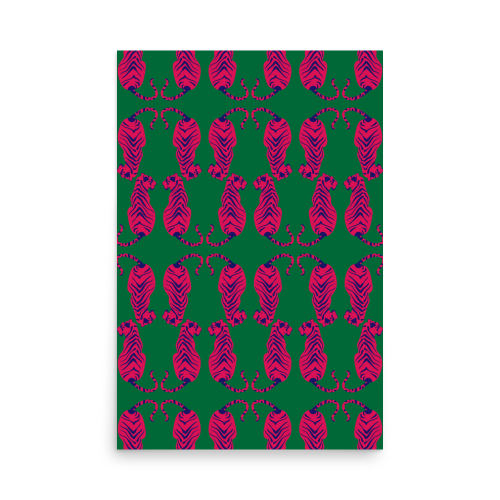 Tigress Parade Emerald Print - THE WALL SNOB