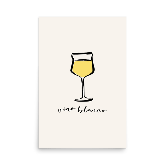 Vino Blanco Sketch Print - THE WALL SNOB