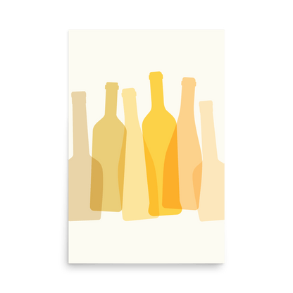 White Wine Silhouettes Print - THE WALL SNOB