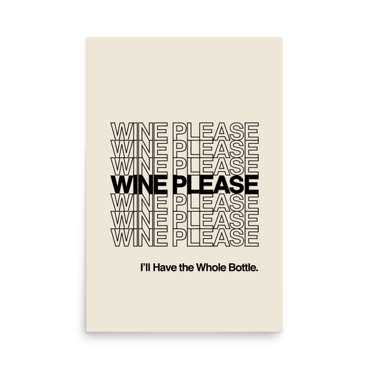Wine Please Black Print - THE WALL SNOB