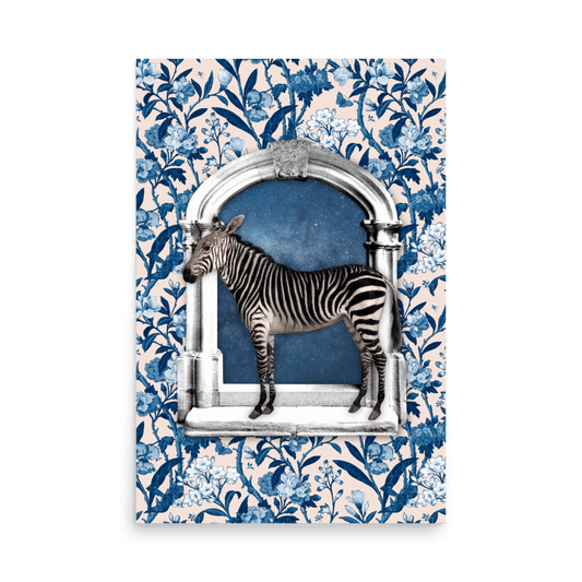 Zebra In Bloom Print - THE WALL SNOB